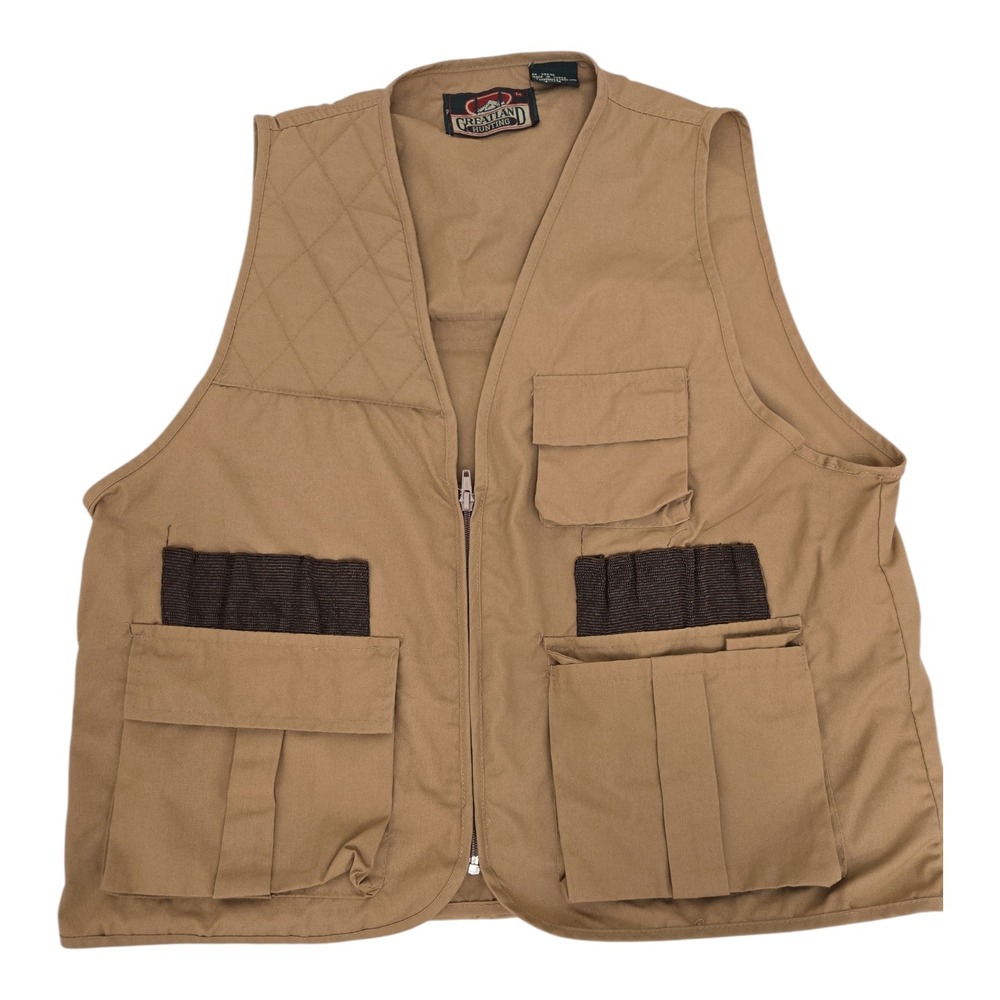 Greatland Hunting Mens Tan Utility Vest Pockets Shooting Fishing Vest Size‎ M